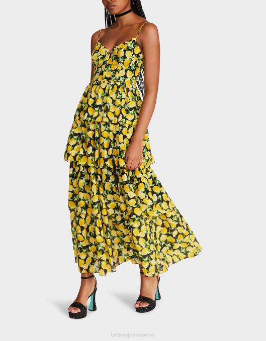 Betsey Johnson kvinner 4B8F264 klær la la sitron maxikjole svart