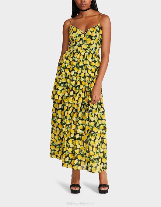 Betsey Johnson kvinner 4B8F264 klær la la sitron maxikjole svart