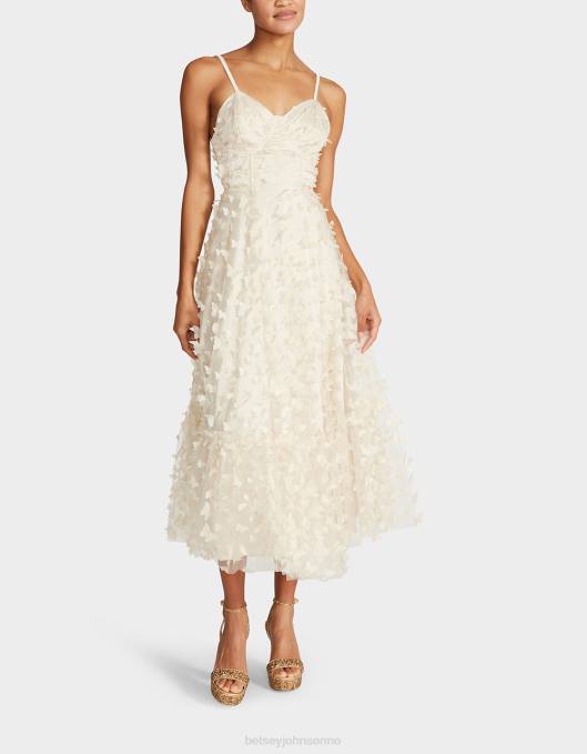 Betsey Johnson kvinner 4B8F273 klær vakker sommerfugl maxi kjole krem