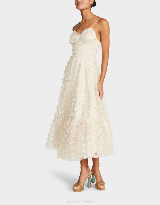 Betsey Johnson kvinner 4B8F273 klær vakker sommerfugl maxi kjole krem