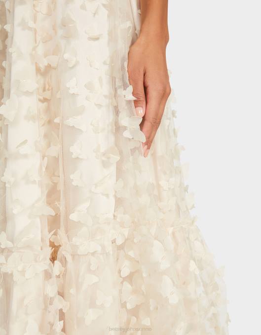 Betsey Johnson kvinner 4B8F273 klær vakker sommerfugl maxi kjole krem