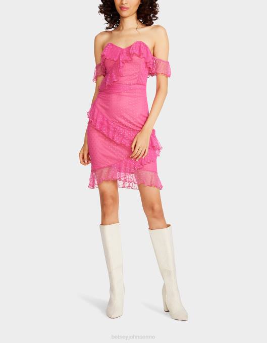 Betsey Johnson kvinner 4B8F279 klær meshing rundt stroppeløs minikjole rosa