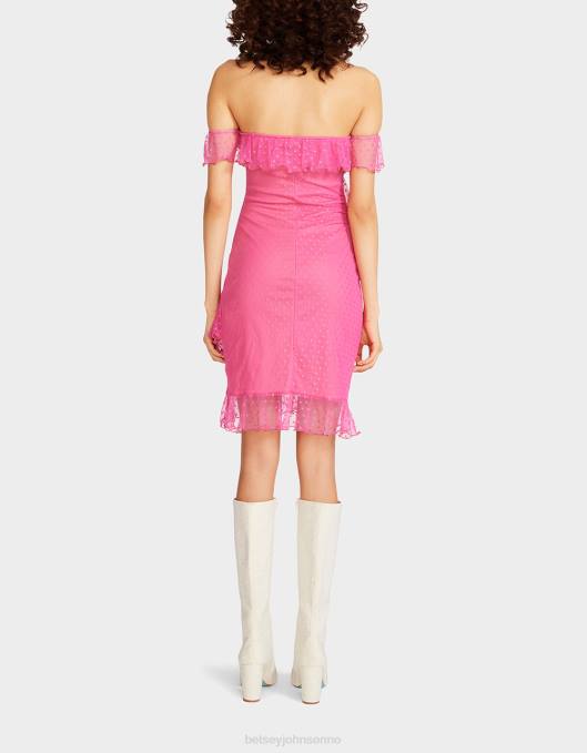 Betsey Johnson kvinner 4B8F279 klær meshing rundt stroppeløs minikjole rosa