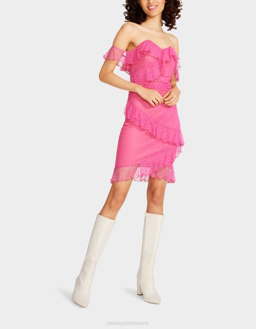 Betsey Johnson kvinner 4B8F279 klær meshing rundt stroppeløs minikjole rosa