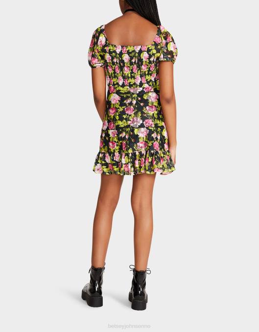 Betsey Johnson kvinner 4B8F282 klær vintage blomster mini kjole svart