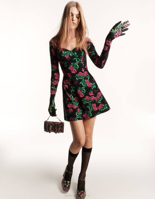 Betsey Johnson kvinner 4B8F290 klær 80th bash korsett raglan kjole roser