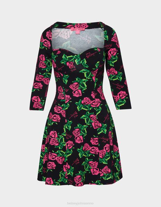 Betsey Johnson kvinner 4B8F290 klær 80th bash korsett raglan kjole roser