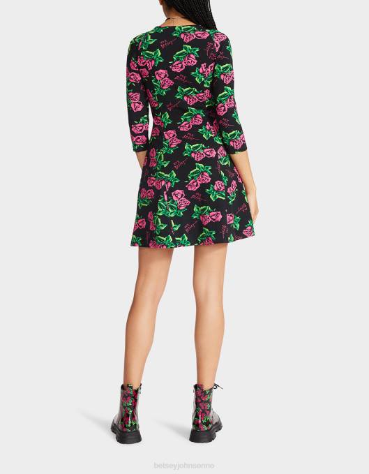 Betsey Johnson kvinner 4B8F290 klær 80th bash korsett raglan kjole roser
