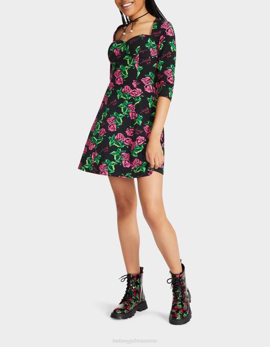 Betsey Johnson kvinner 4B8F290 klær 80th bash korsett raglan kjole roser
