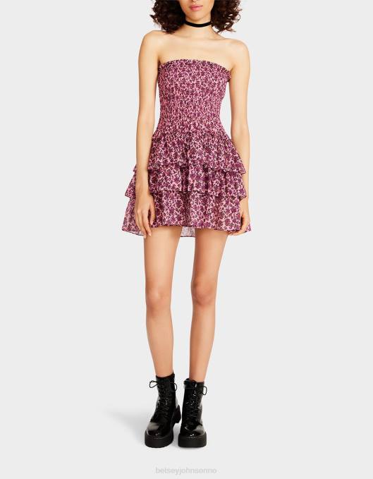 Betsey Johnson kvinner 4B8F294 klær vintage ditsy floral stroppeløs minikjole rosa