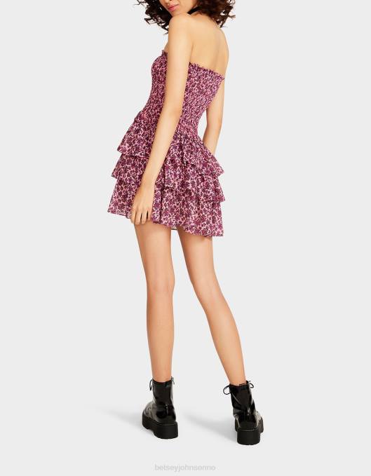 Betsey Johnson kvinner 4B8F294 klær vintage ditsy floral stroppeløs minikjole rosa