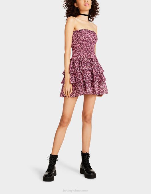 Betsey Johnson kvinner 4B8F294 klær vintage ditsy floral stroppeløs minikjole rosa