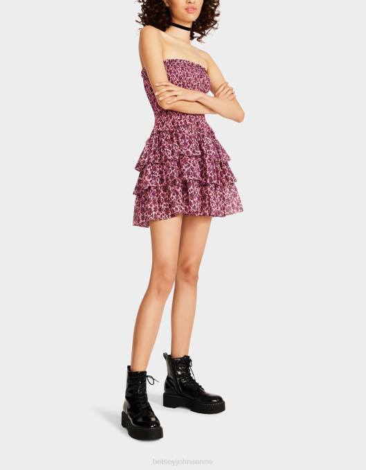 Betsey Johnson kvinner 4B8F294 klær vintage ditsy floral stroppeløs minikjole rosa