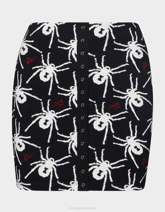 Betsey Johnson kvinner 4B8F297 klær 80. bash miniskjørt med trykk foran svart hvit
