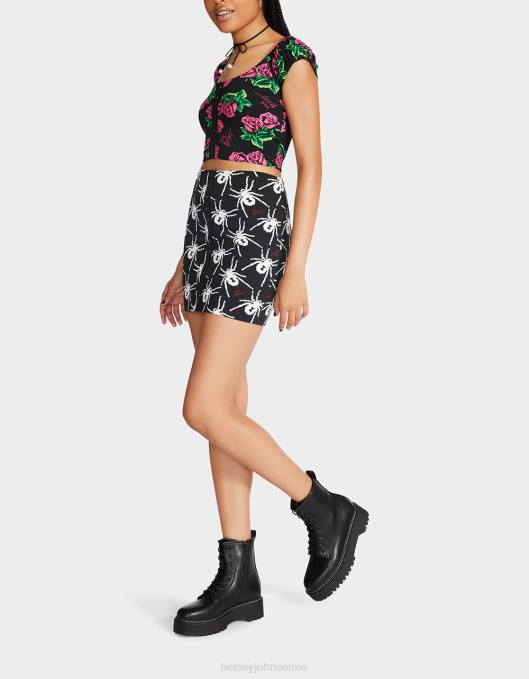 Betsey Johnson kvinner 4B8F297 klær 80. bash miniskjørt med trykk foran svart hvit