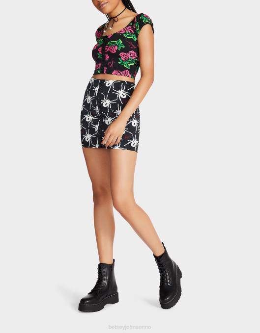 Betsey Johnson kvinner 4B8F297 klær 80. bash miniskjørt med trykk foran svart hvit