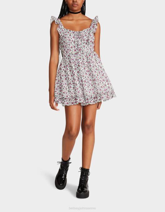 Betsey Johnson kvinner 4B8F300 klær vintage ditsy floral mini kjole hvit multi