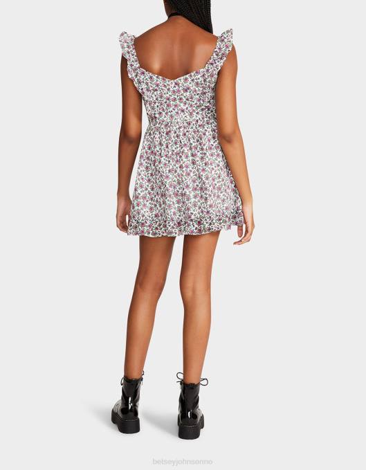 Betsey Johnson kvinner 4B8F300 klær vintage ditsy floral mini kjole hvit multi