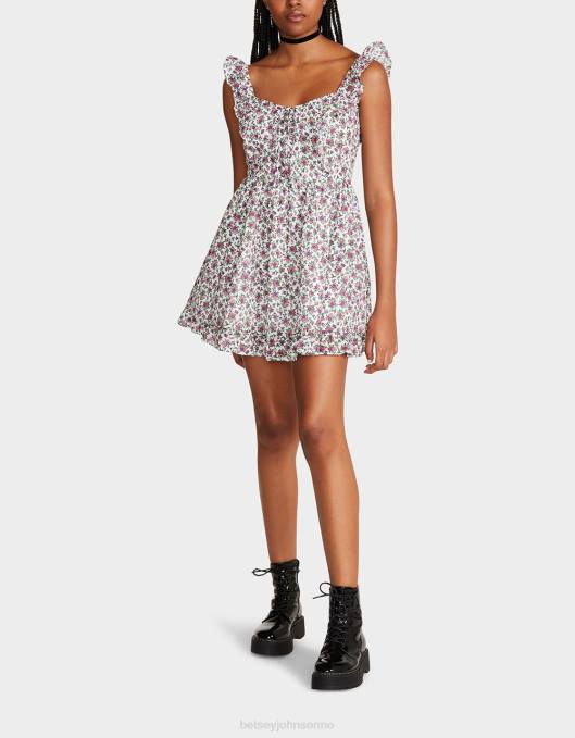 Betsey Johnson kvinner 4B8F300 klær vintage ditsy floral mini kjole hvit multi