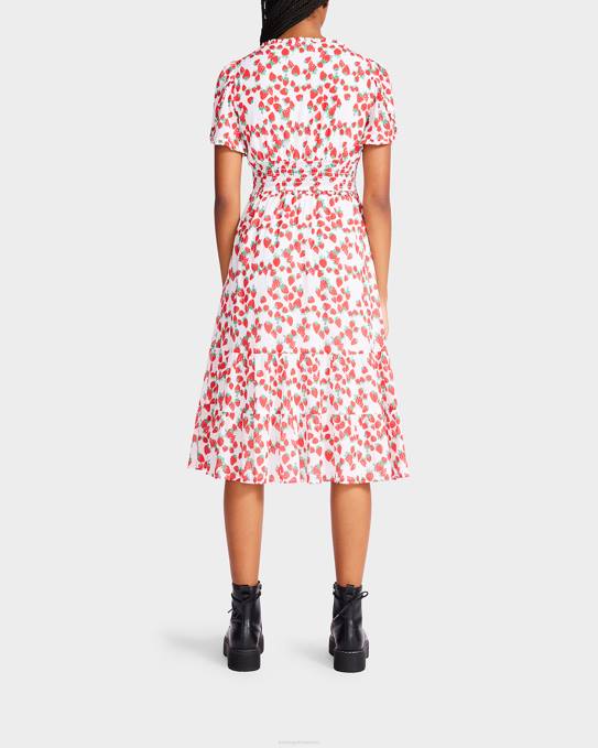 Betsey Johnson kvinner 4B8F302 klær strawberry fields bomull voile midikjole hvit
