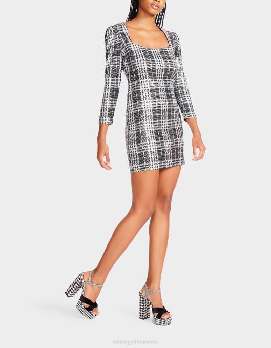 Betsey Johnson kvinner 4B8F303 klær rutete nylon m metallic trens minikjole svart