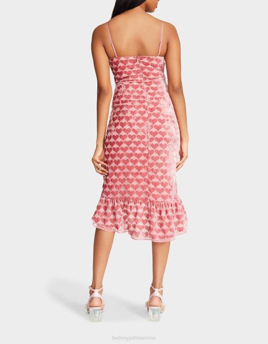 Betsey Johnson kvinner 4B8F308 klær utbrent fløyelshjerte midikjole rosa