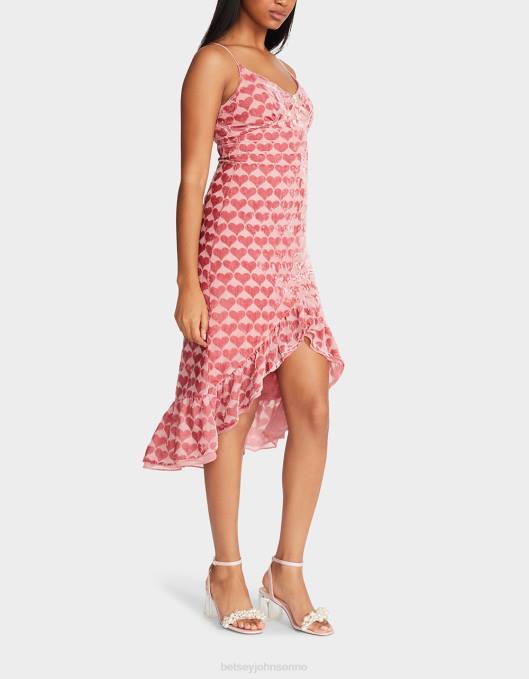 Betsey Johnson kvinner 4B8F308 klær utbrent fløyelshjerte midikjole rosa