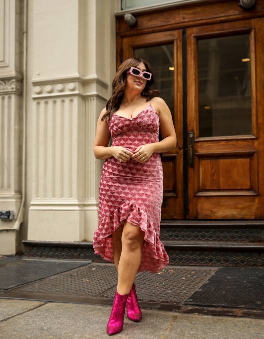 Betsey Johnson kvinner 4B8F308 klær utbrent fløyelshjerte midikjole rosa