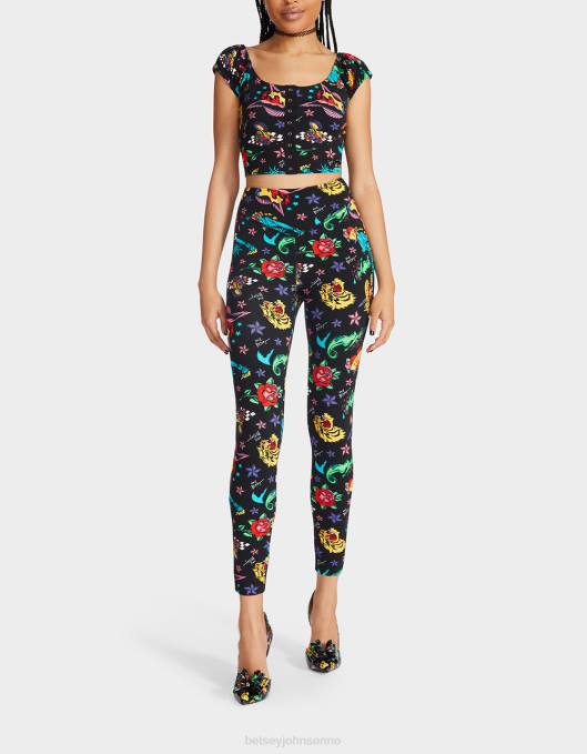 Betsey Johnson kvinner 4B8F287 klær 80th bash andre hud legging tatovering tatovering pri