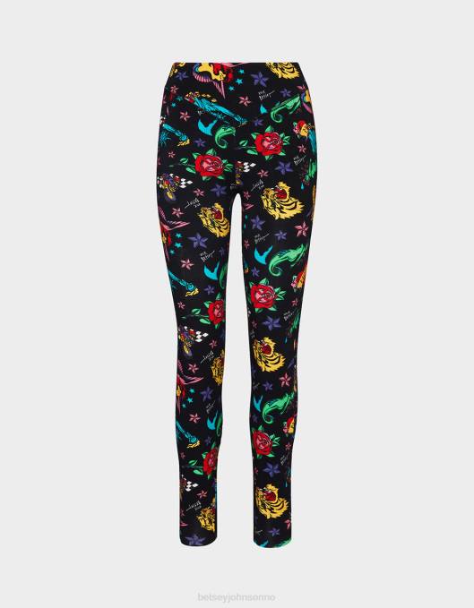 Betsey Johnson kvinner 4B8F287 klær 80th bash andre hud legging tatovering tatovering pri