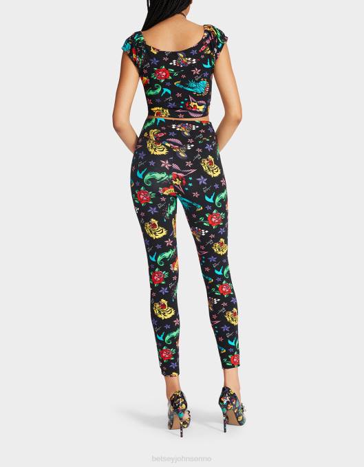Betsey Johnson kvinner 4B8F287 klær 80th bash andre hud legging tatovering tatovering pri