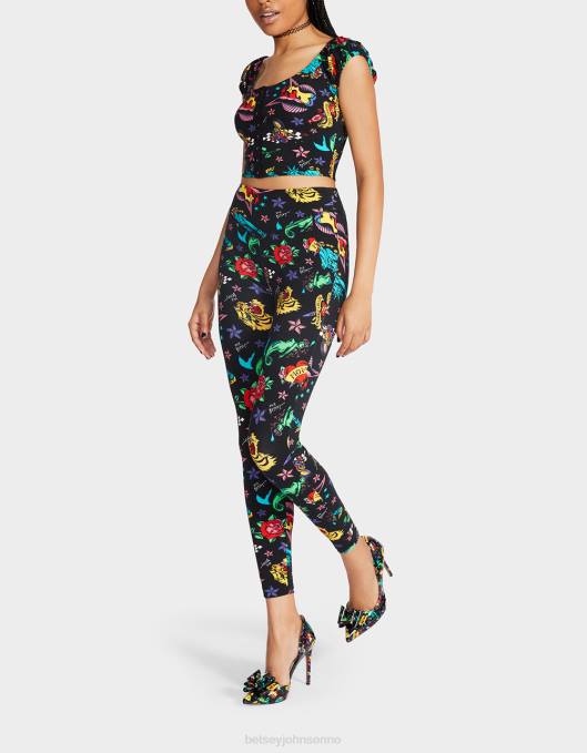 Betsey Johnson kvinner 4B8F287 klær 80th bash andre hud legging tatovering tatovering pri