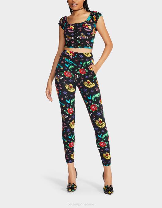 Betsey Johnson kvinner 4B8F287 klær 80th bash andre hud legging tatovering tatovering pri