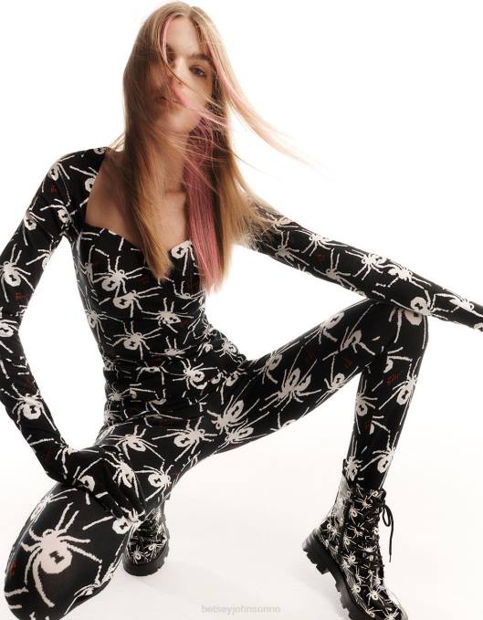 Betsey Johnson kvinner 4B8F304 klær 80th bash andre hudlegging svart hvit