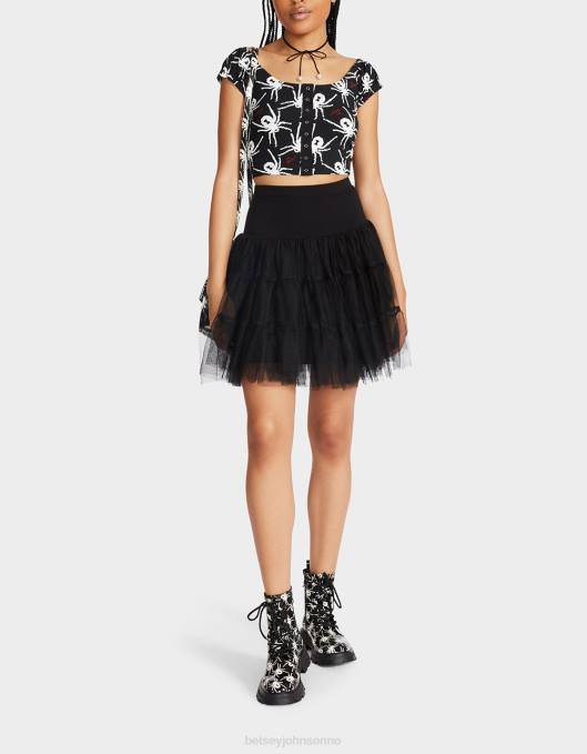 Betsey Johnson kvinner 4B8F291 klær 80. bash topp med puffermer med beskjæring svart hvit
