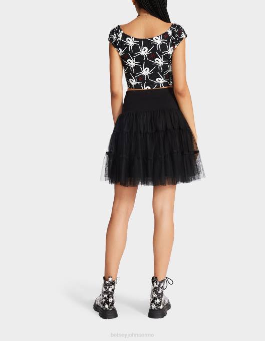 Betsey Johnson kvinner 4B8F291 klær 80. bash topp med puffermer med beskjæring svart hvit