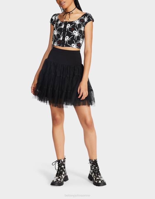 Betsey Johnson kvinner 4B8F291 klær 80. bash topp med puffermer med beskjæring svart hvit