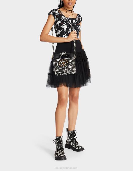 Betsey Johnson kvinner 4B8F291 klær 80. bash topp med puffermer med beskjæring svart hvit