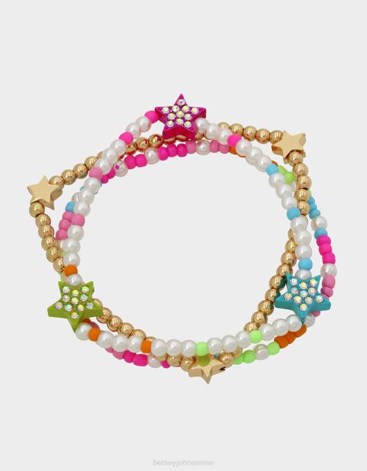 Betsey Johnson kvinner 4B8F358 smykker kidult kitsch star perle armbånd multi