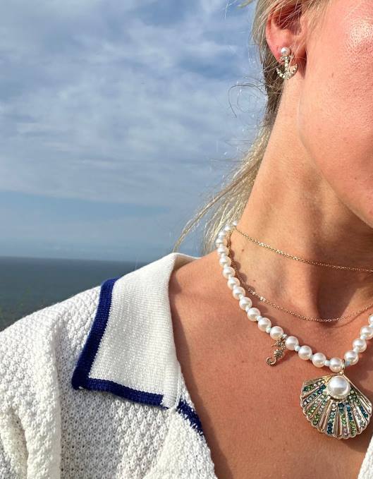 Betsey Johnson kvinner 4B8F312 smykker cruise control perleskall anheng halskjede blå