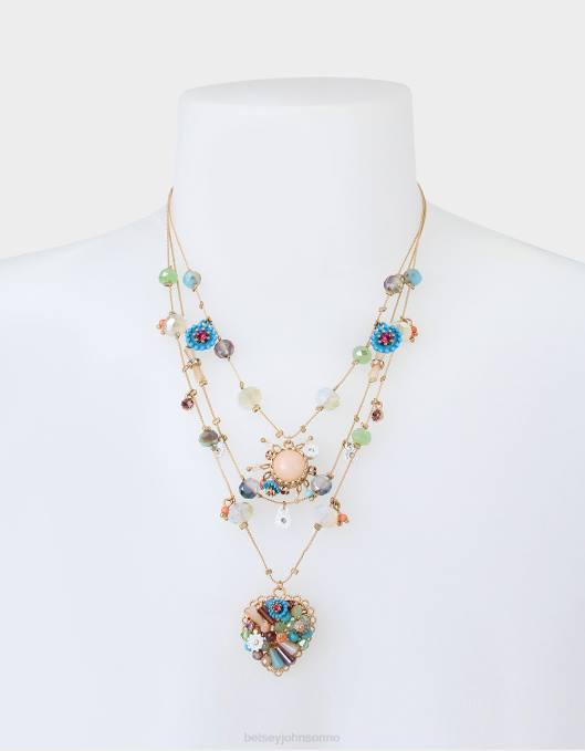 Betsey Johnson kvinner 4B8F324 smykker blandet blomst hjerte illusjon halskjede multi