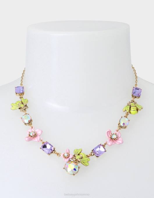 Betsey Johnson kvinner 4B8F334 smykker flower show bee klynge halskjede multi
