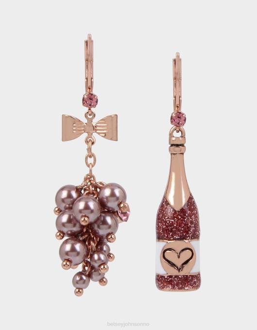 Betsey Johnson kvinner 4B8F333 smykker vin og druer samsvarer ikke med øredobber rosa