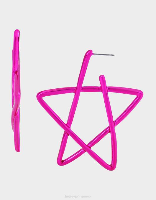Betsey Johnson kvinner 4B8F337 smykker kidult kitsch star hoop øredobber rosa