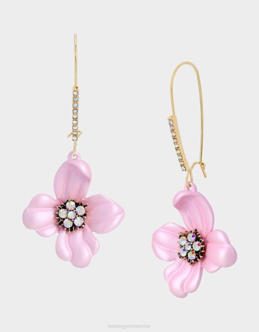 Betsey Johnson kvinner 4B8F343 smykker flower show flower drop øredobber rosa