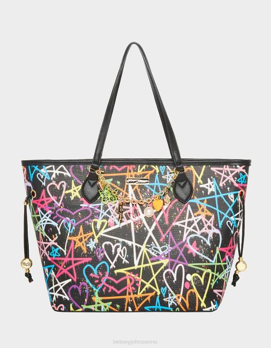 Betsey Johnson kvinner 4B8F207 tilbehør graffiti sweetie 2 tote svart