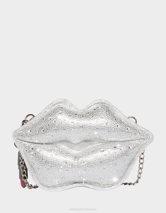 Betsey Johnson kvinner 4B8F213 tilbehør kitsch les leppene mine crossbody sølv