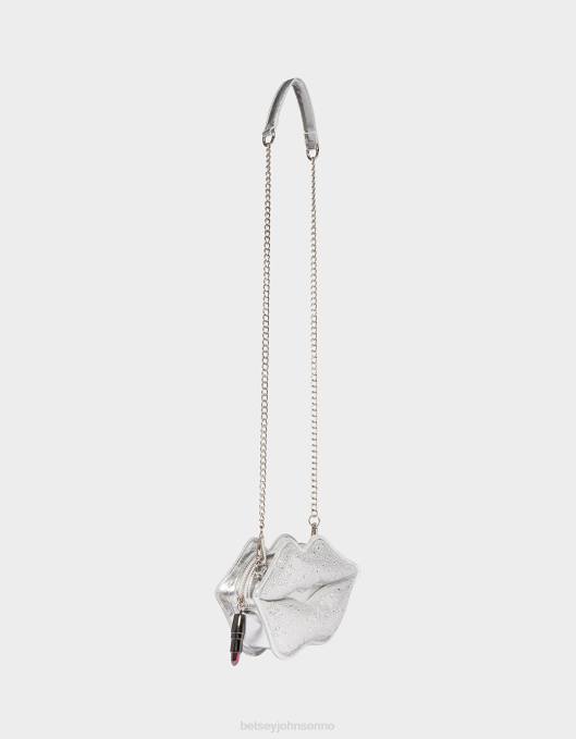 Betsey Johnson kvinner 4B8F213 tilbehør kitsch les leppene mine crossbody sølv