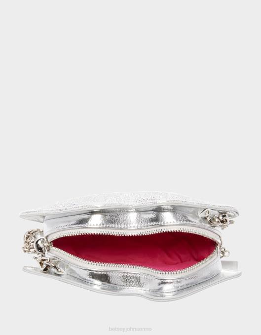 Betsey Johnson kvinner 4B8F213 tilbehør kitsch les leppene mine crossbody sølv