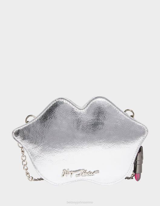 Betsey Johnson kvinner 4B8F213 tilbehør kitsch les leppene mine crossbody sølv